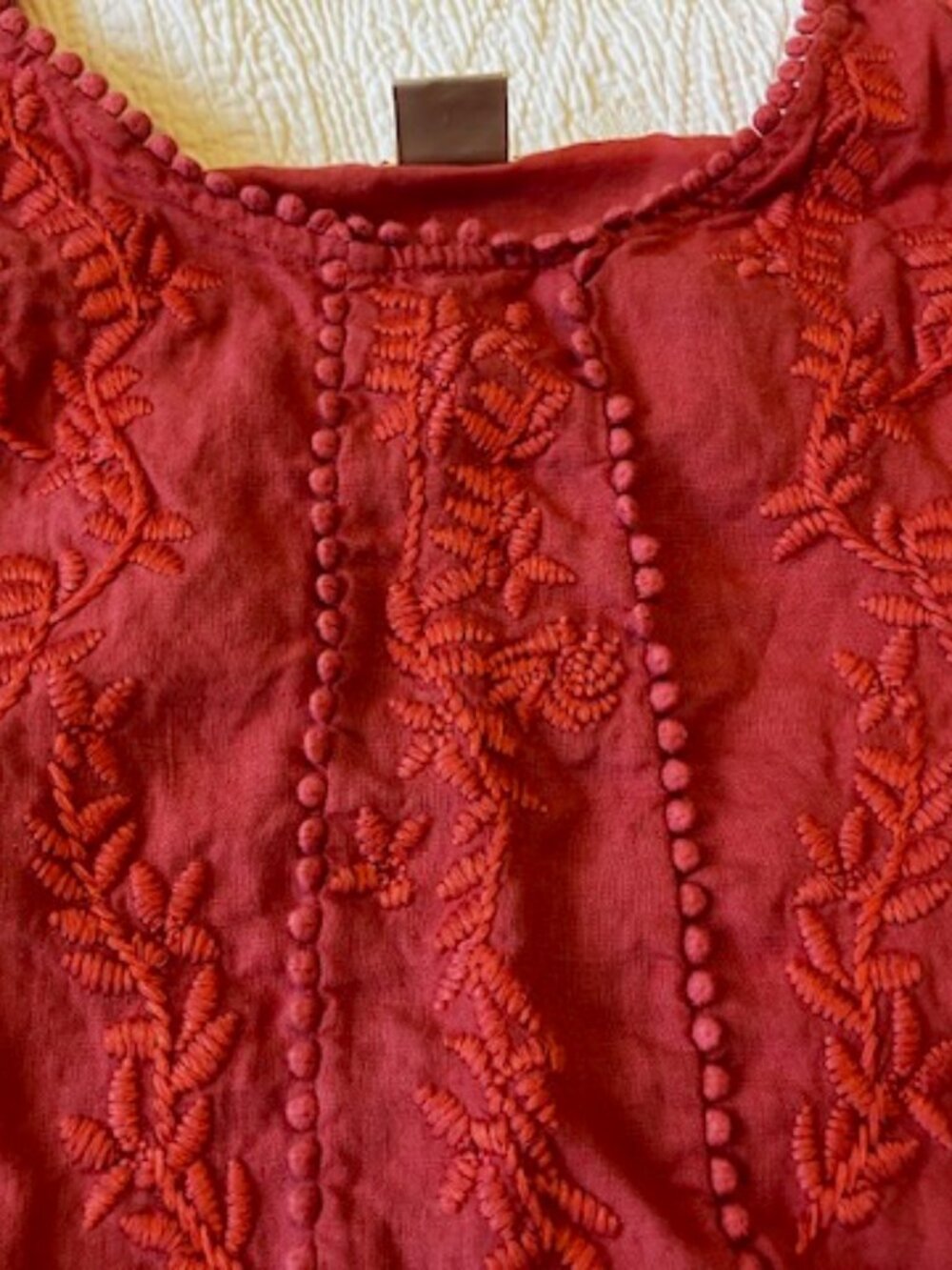 Magaschoni Pink Embroidered Linen Dress